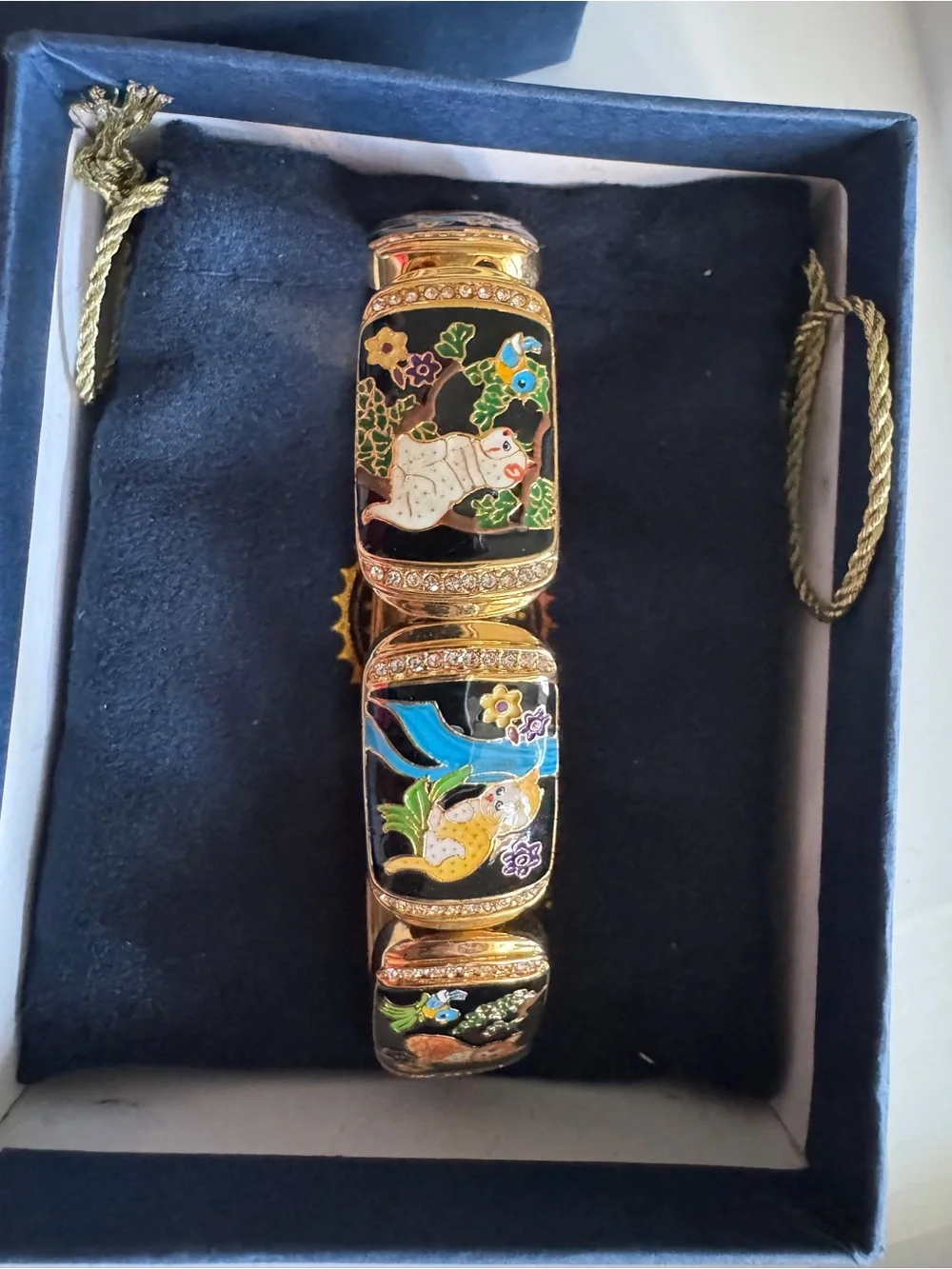 The Bradford Exchange Sophisticated Stretch Link Cat Gold-Tone Bracelet